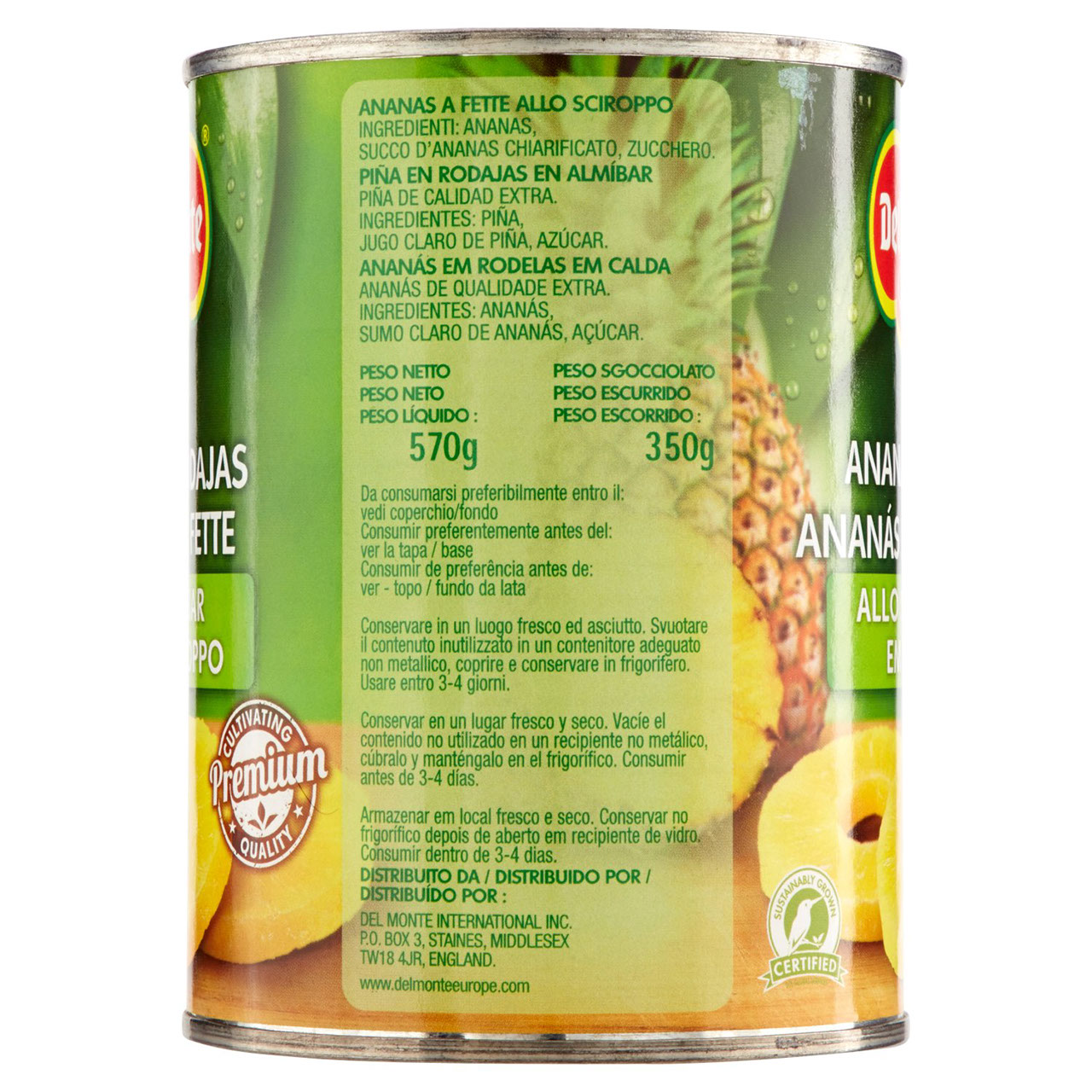 Del Monte Ananas a Fette allo Sciroppo 570 g