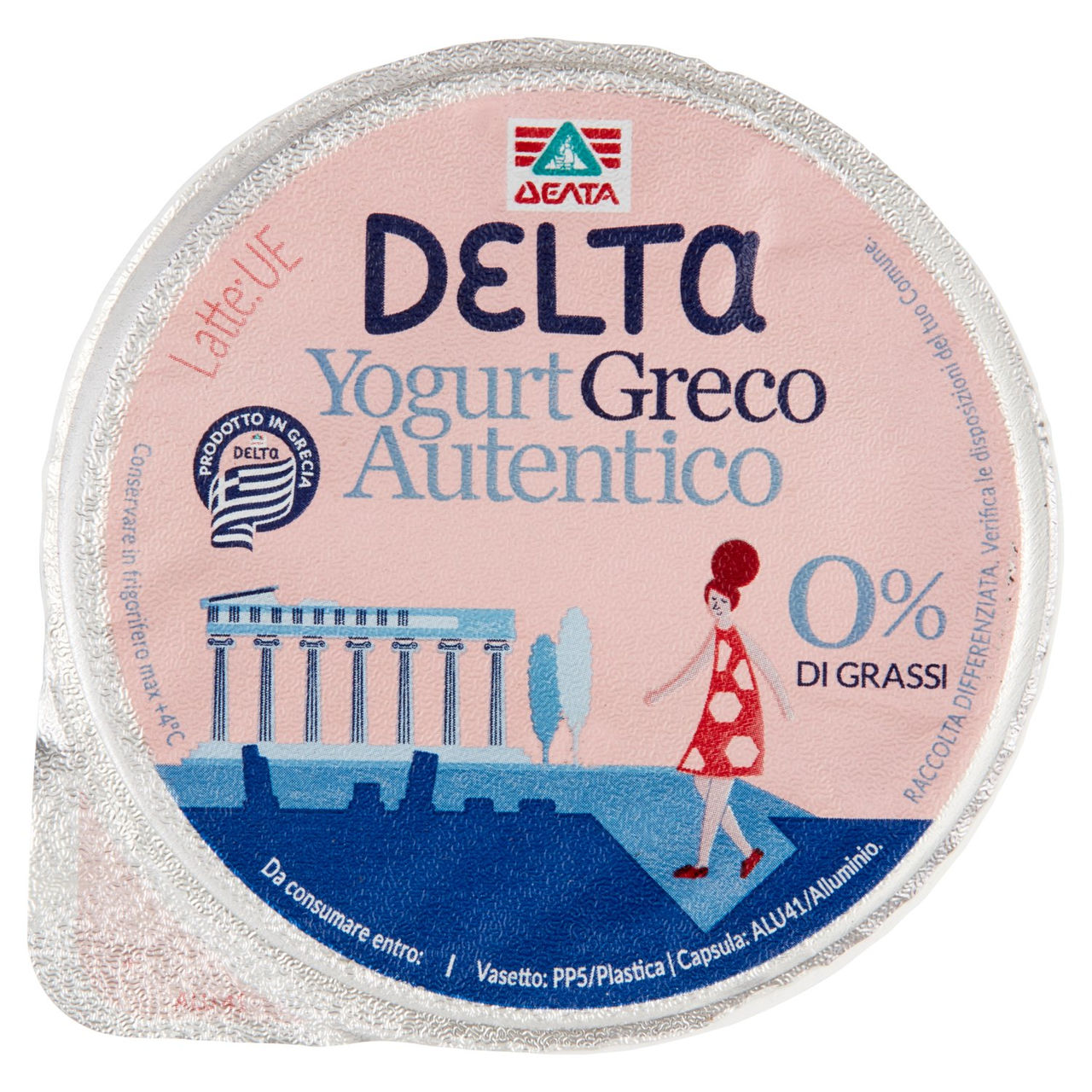 Delta Yogurt Greco Autentico 0% di Grassi Bianco 150 g