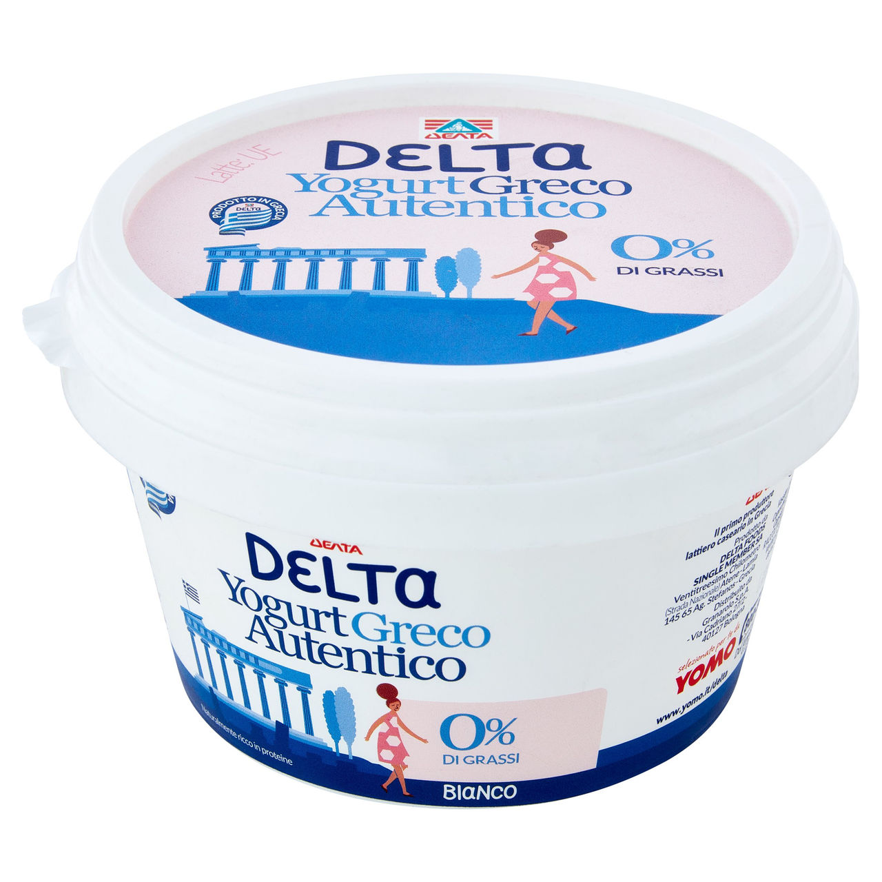Delta Yogurt Greco Autentico 0% di Grassi Bianco 500 g