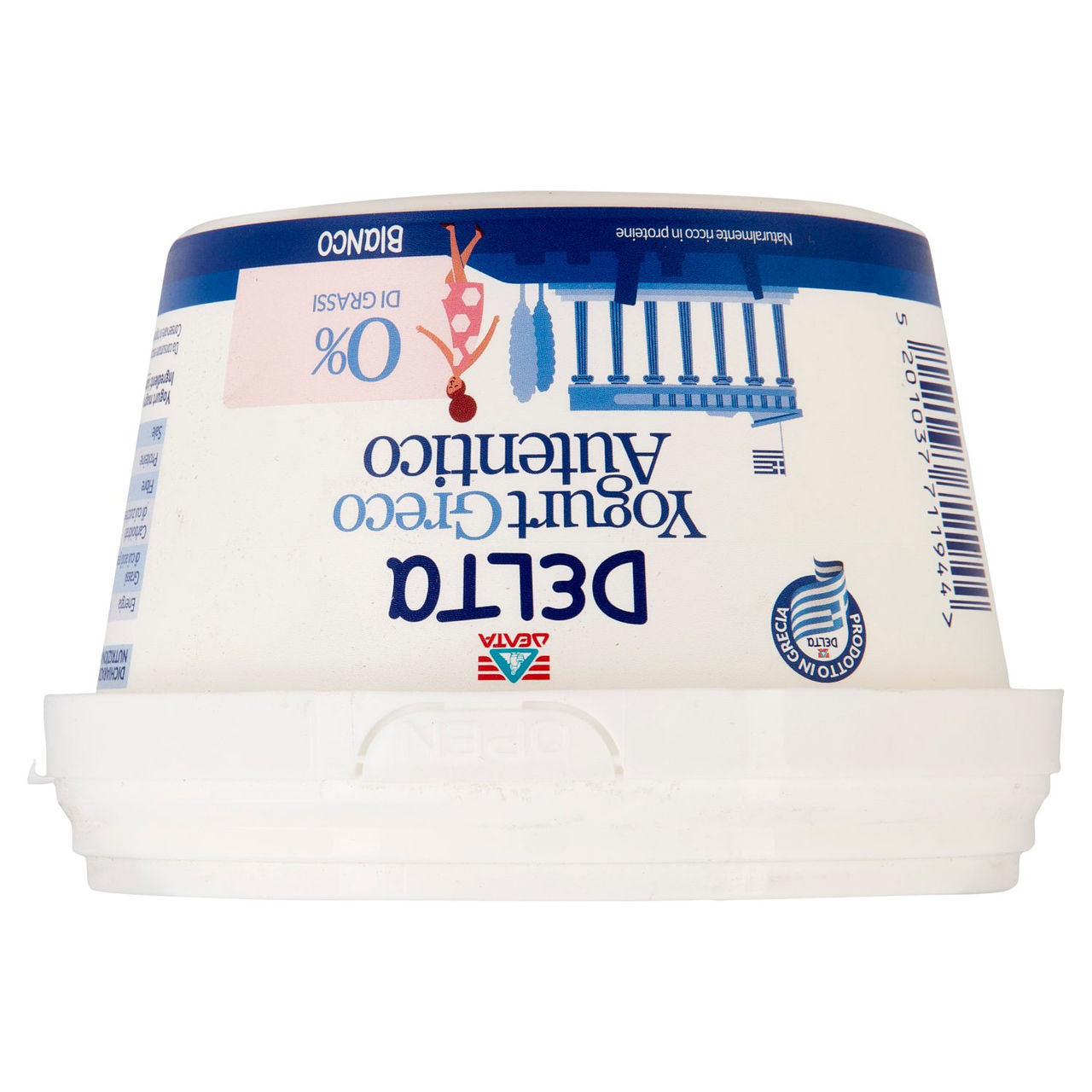 Delta Yogurt Greco Autentico 0% di Grassi Bianco 500 g