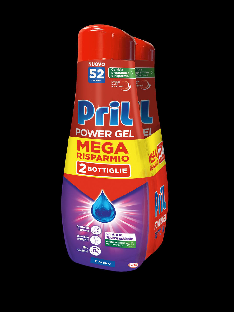 Detersivo gel per lavastoviglie Tutto in 1 Pril classic 1,872 l conf. 52 lavaggi x 2 pezzi