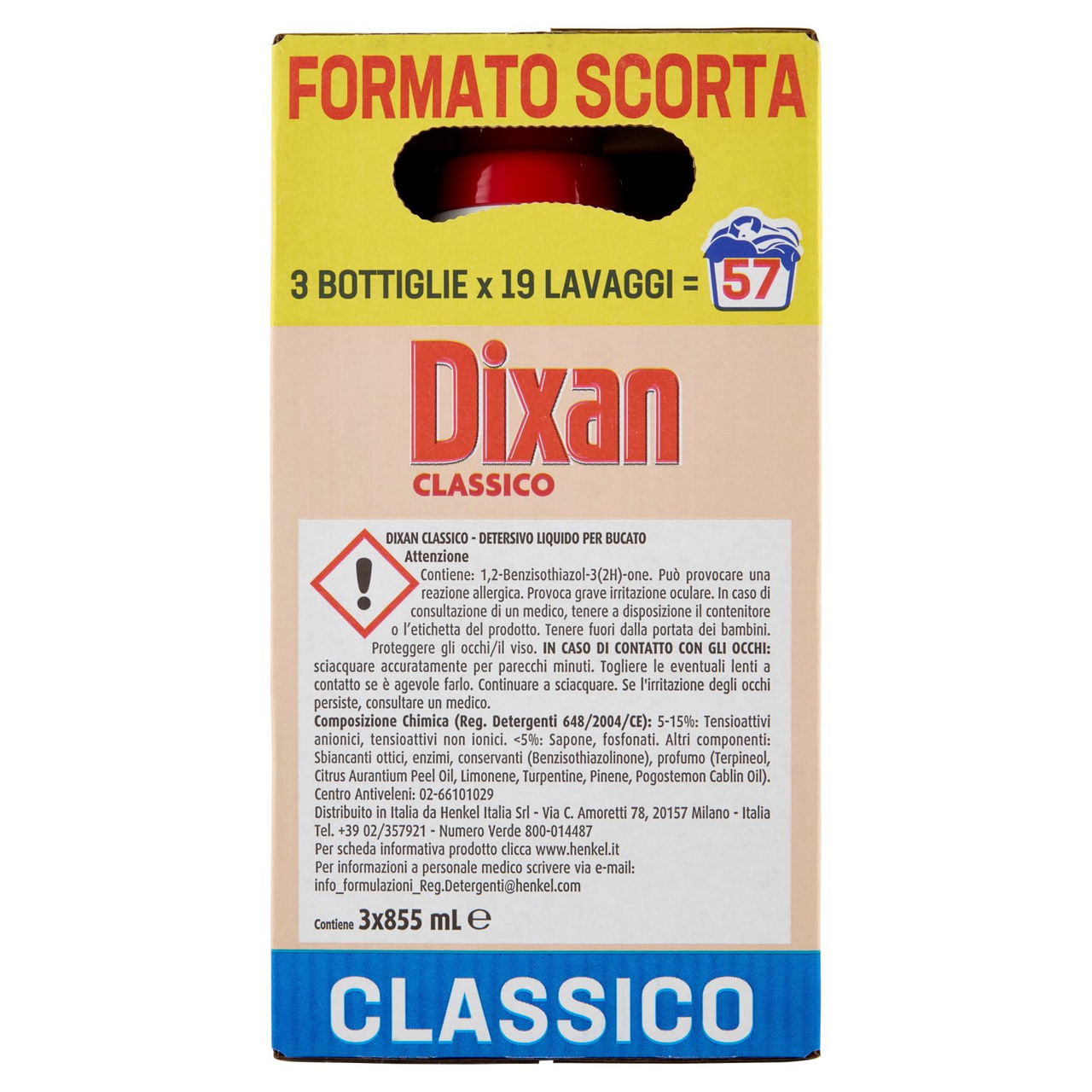 DIXAN Liquido Classico 3x19=57 Lavaggi 3 x 855 ml