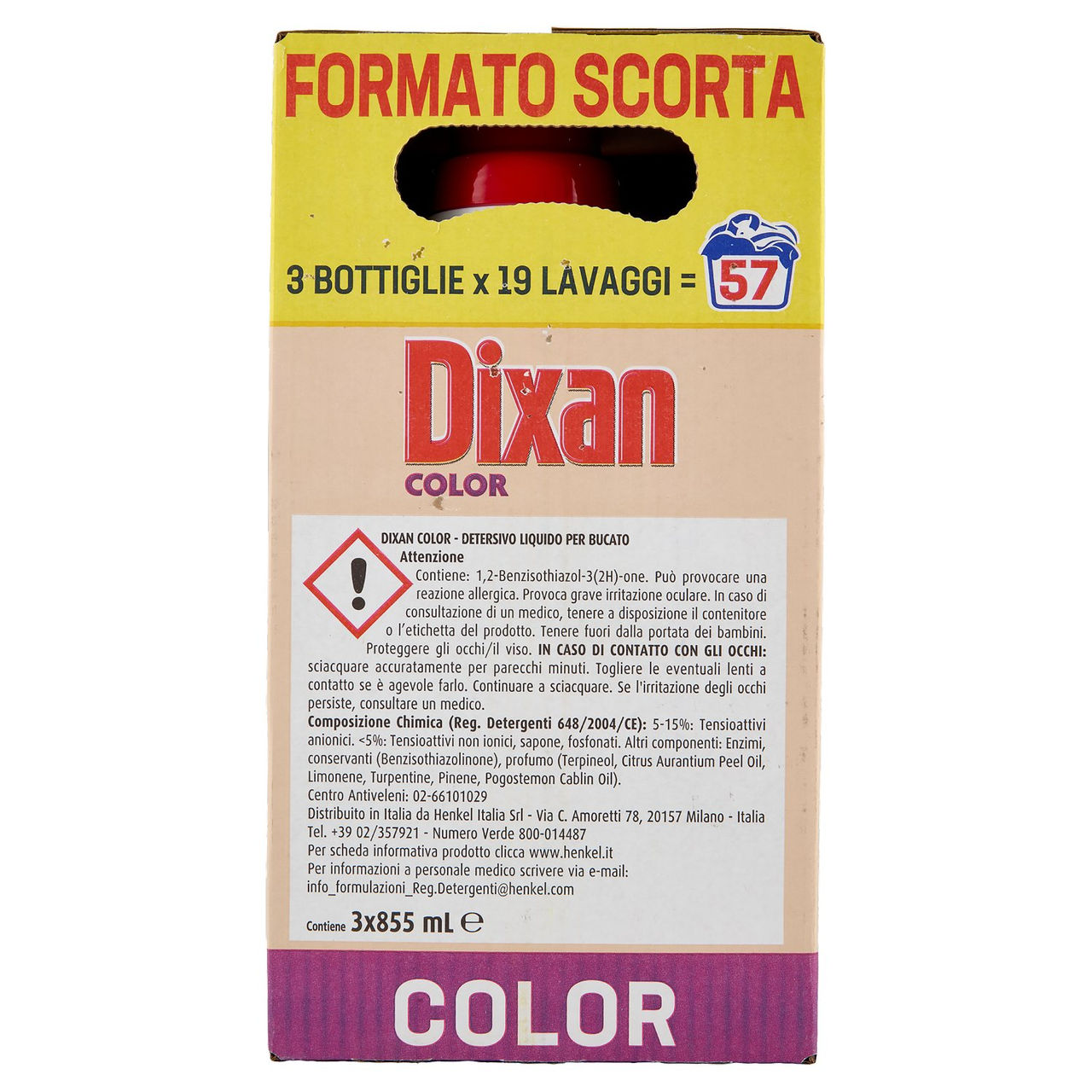 DIXAN Liquido Color 3x19=57 Lavaggi 3 x 855 ml