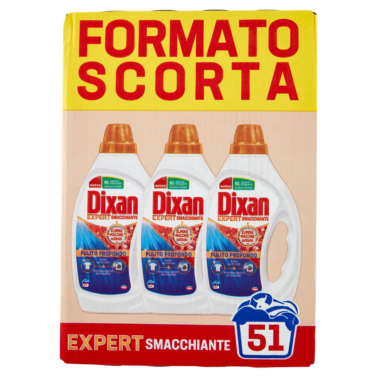 DIXAN Liquido Expert Smacchiante 3x17=51 Lavaggi 3 x 765 ml