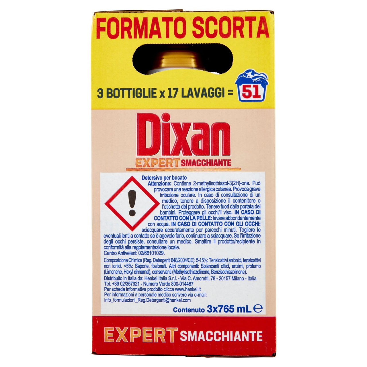 DIXAN Liquido Expert Smacchiante 3x17=51 Lavaggi 3 x 765 ml
