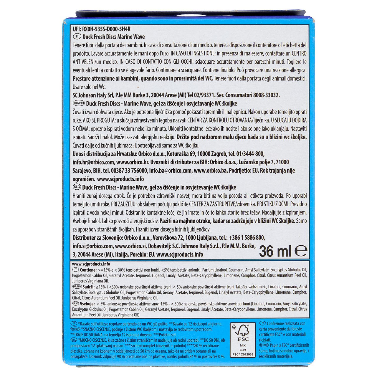 Duck Fresh Discs - Base per Dischi Gel Igienizzanti WC, Fragranza Marine 36ml