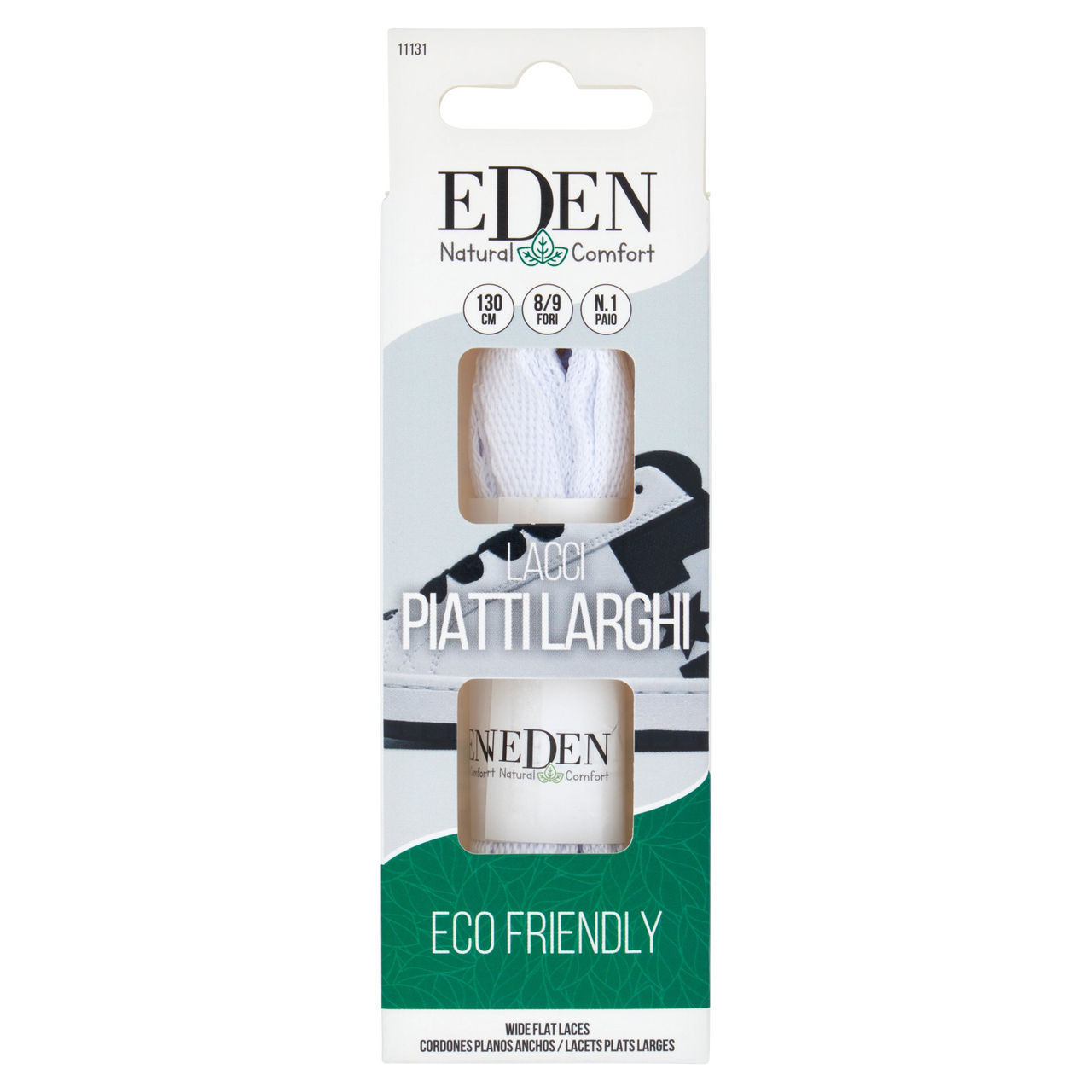 Eden Natural Comfort Lacci Piatti Larghi 130 cm 8/9 Fori 1 Paio