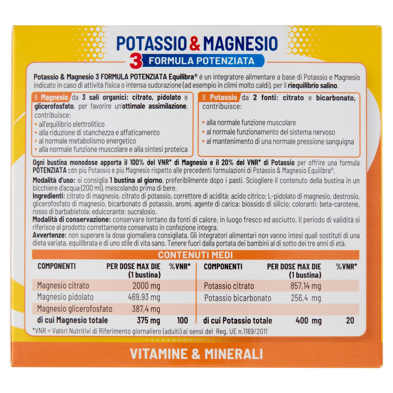 equilibra Potassio & Magnesio 3 Formula Potenziata Bustine Monodose 20 x 5,2 g