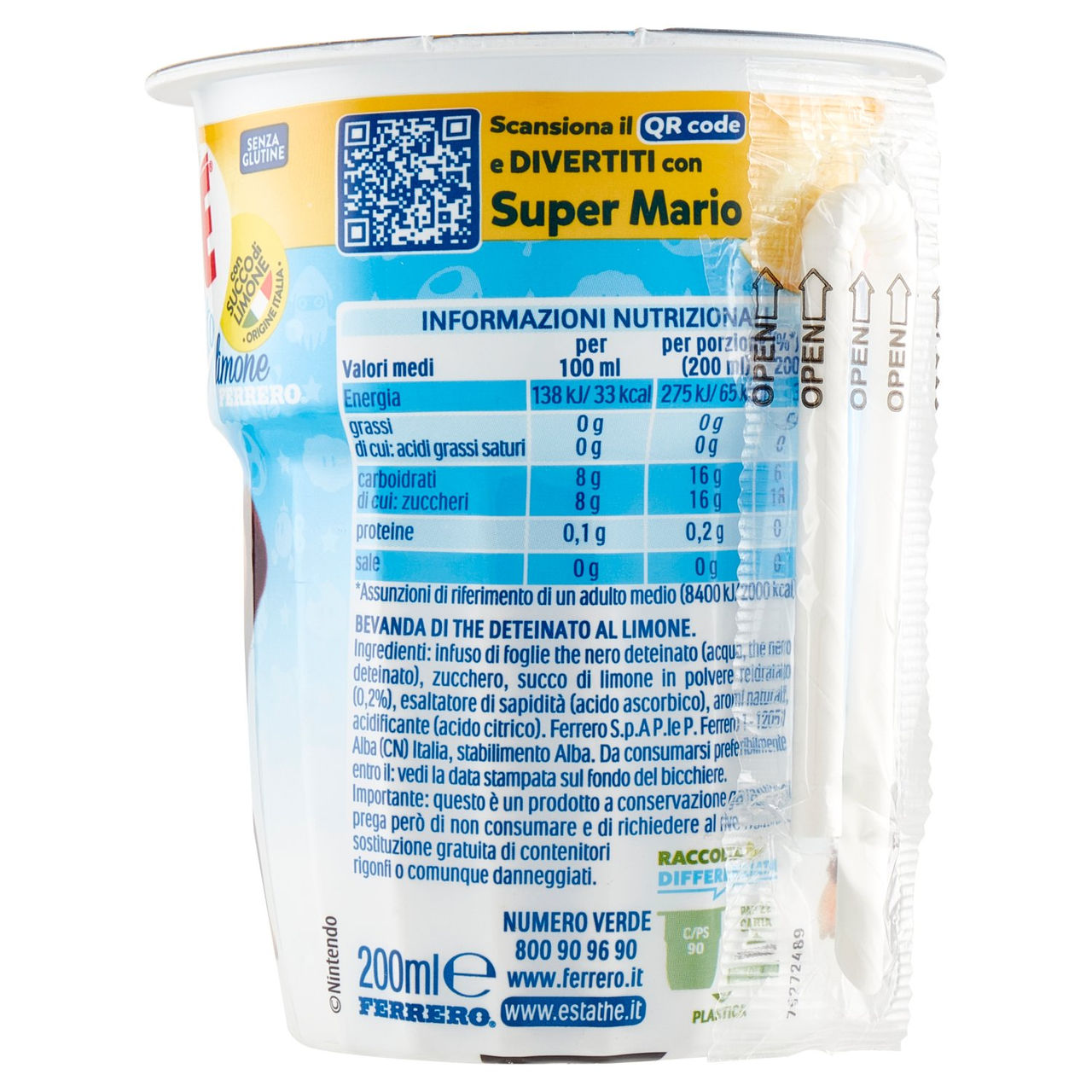 Estathé deteinato limone Super Mario 3 x 200 ml