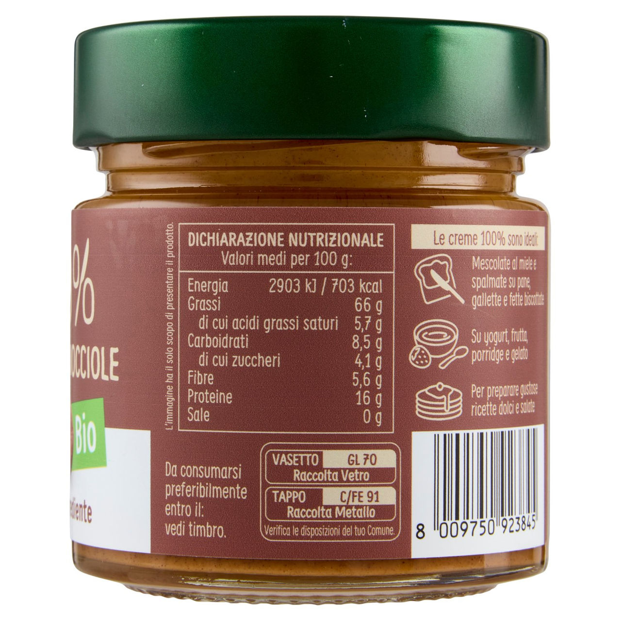 Euro Company 100% Crema di Nocciole Bio 175 g