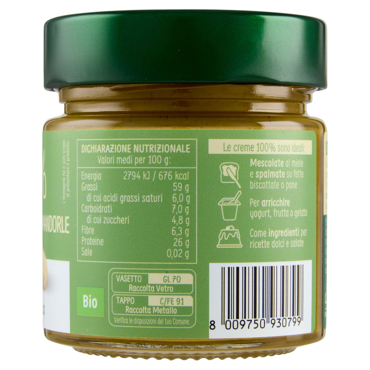 Euro Company 100% Crema di Pistacchi e Mandorle Bio 175 g