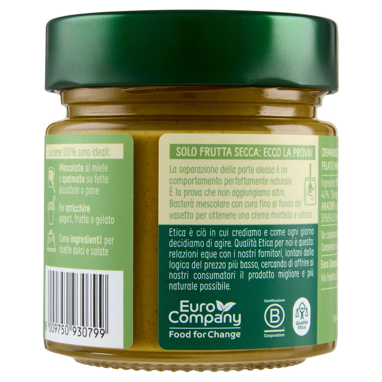 Euro Company 100% Crema di Pistacchi e Mandorle Bio 175 g
