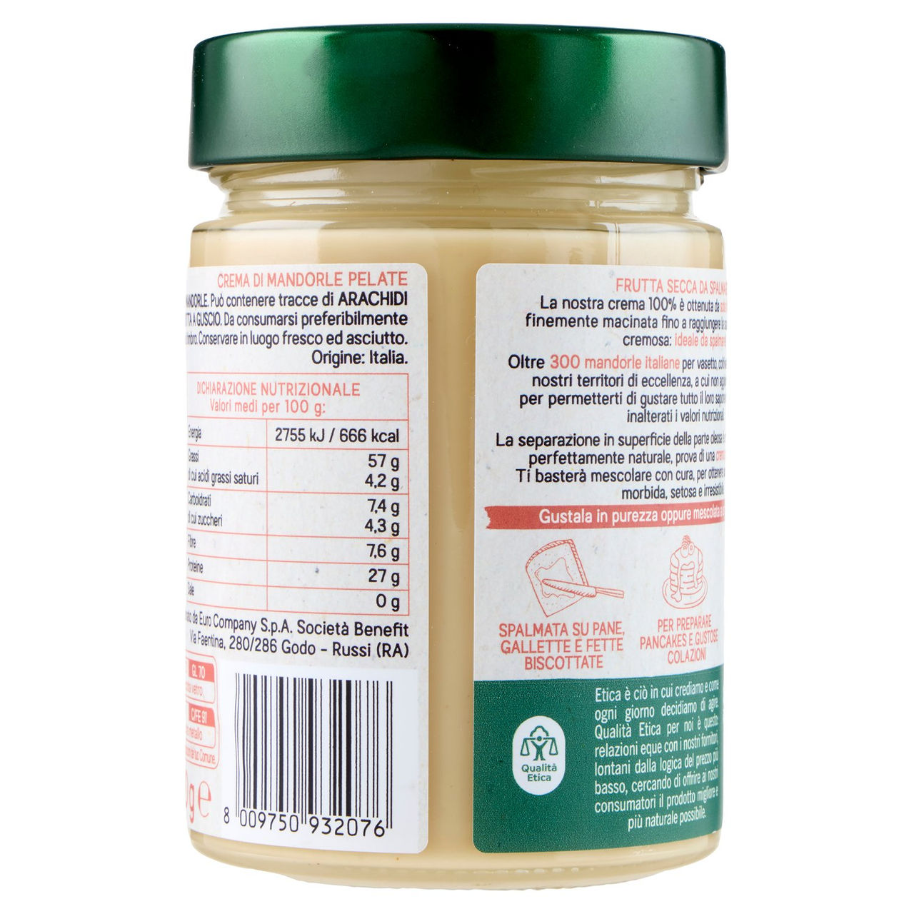 Euro Company 100% Crema Pura di Mandorle Italiane 300 g