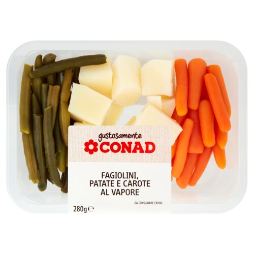 Fagiolini, Patate e Carote al Vapore 280 g Gustosamente Conad