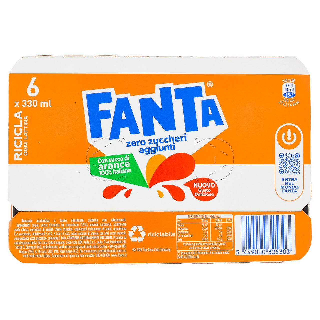 Fanta Zero Orange Sleek Can 6 x 33 cl