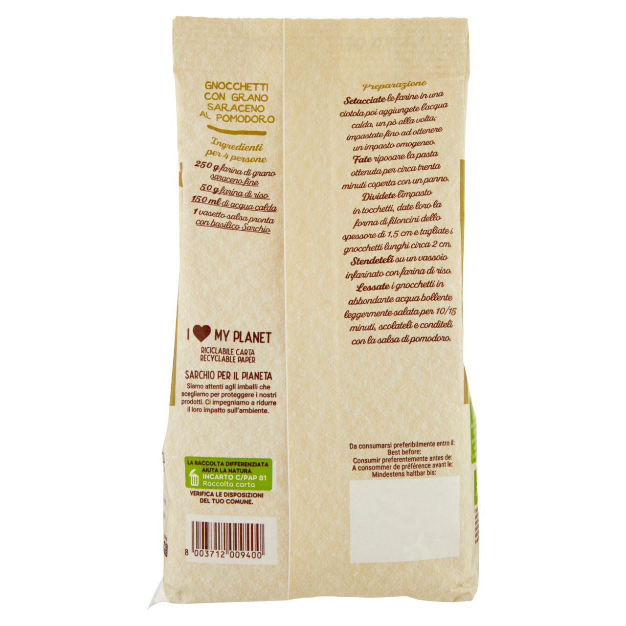 Farina Sarchio bio grano saraceno senza glutine 500g