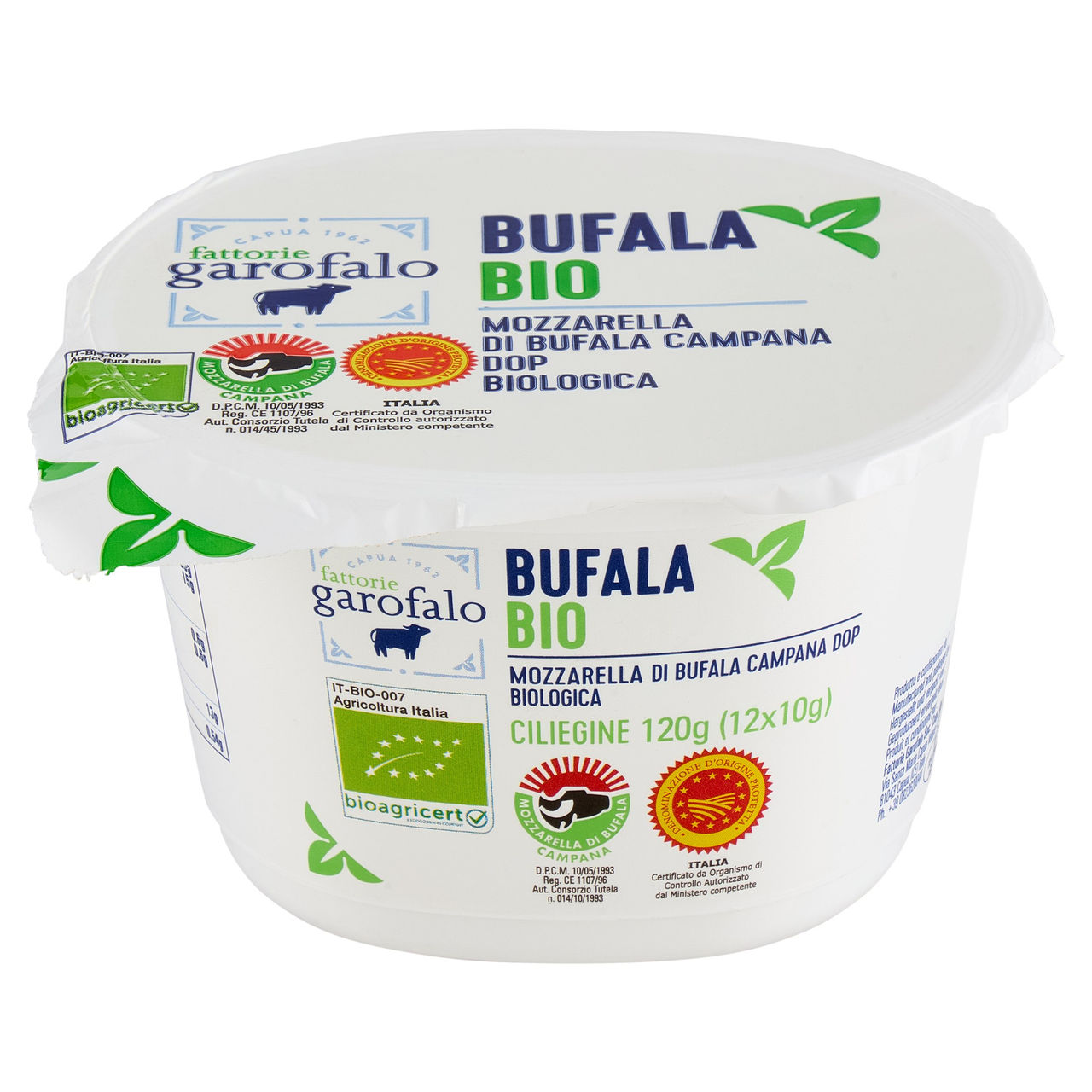 fattorie garofalo Bufala Bio Mozzarella di Bufala Campana DOP Biologica Ciliegine 12 x 10 g