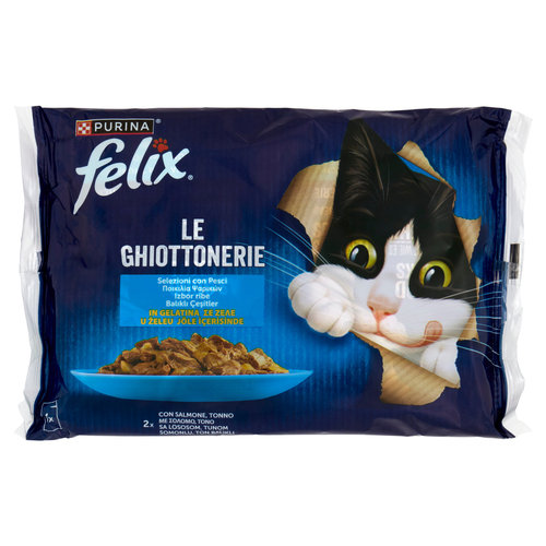 FELIX Le Ghiottonerie Selezioni con Pesci in Gelatina Salmone, Tonno 4x85g