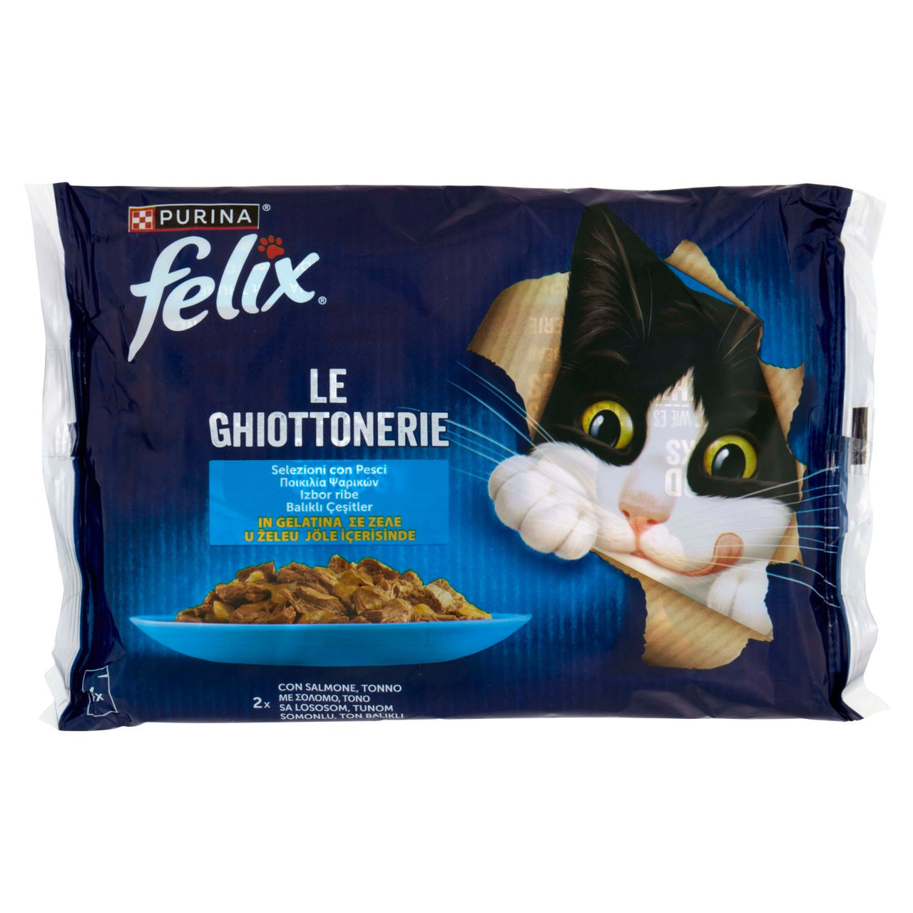 FELIX Le Ghiottonerie Selezioni con Pesci in Gelatina Salmone, Tonno 4x85g