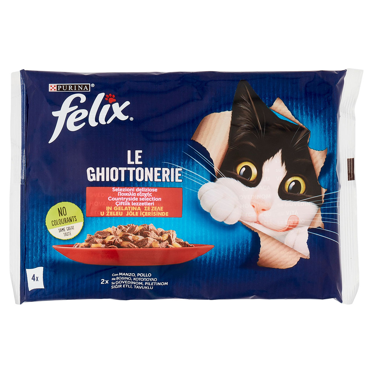 FELIX Le Ghiottonerie Selezioni deliziose in Gelatina (Manzo & Pollo) 4 x 85 g