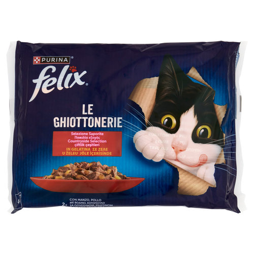 FELIX Le Ghiottonerie Selezioni Saporite in Gelatina Manzo, Pollo 4x85g