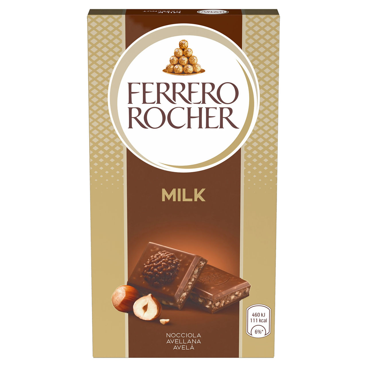Ferrero Rocher Milk - Tavoletta di cioccolato al latte con ripieno alla nocciola 90 g