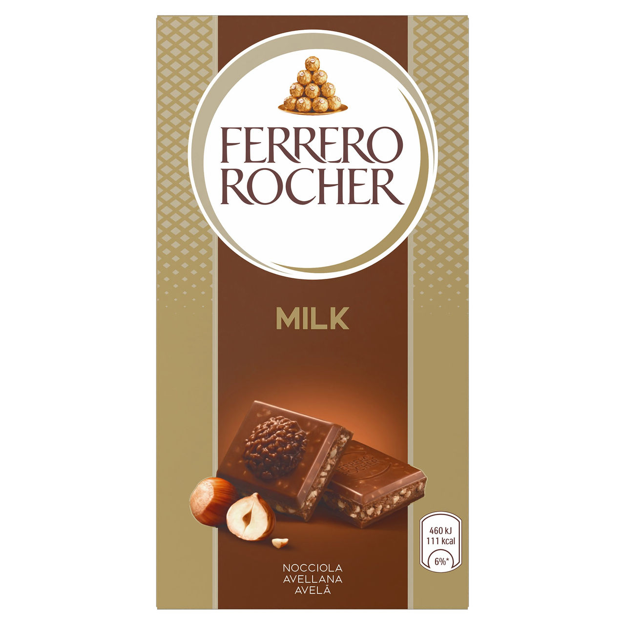 Ferrero Rocher Milk - Tavoletta di cioccolato al latte con ripieno alla nocciola 90 g