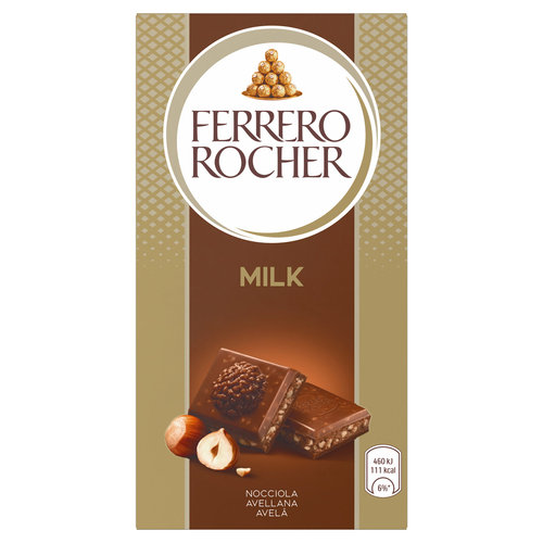 Ferrero Rocher Milk - Tavoletta di cioccolato al latte con ripieno alla nocciola 90 g