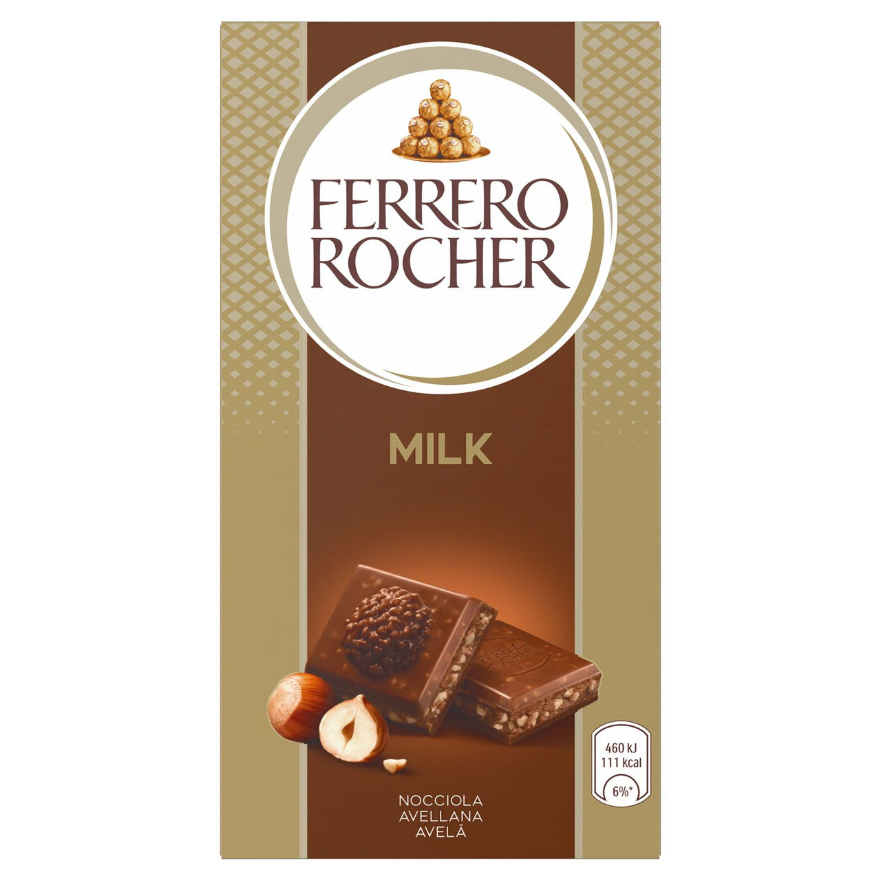Ferrero Rocher Milk - Tavoletta di cioccolato al latte con ripieno alla nocciola 90 g