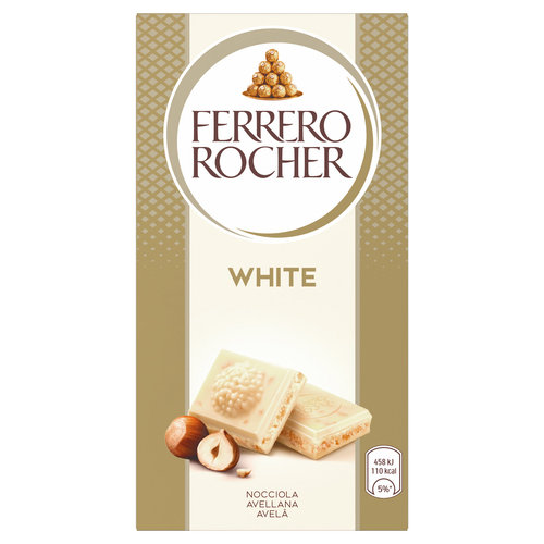 Ferrero Rocher White - Tavoletta di cioccolato bianco con ripieno alla nocciola 90 g
