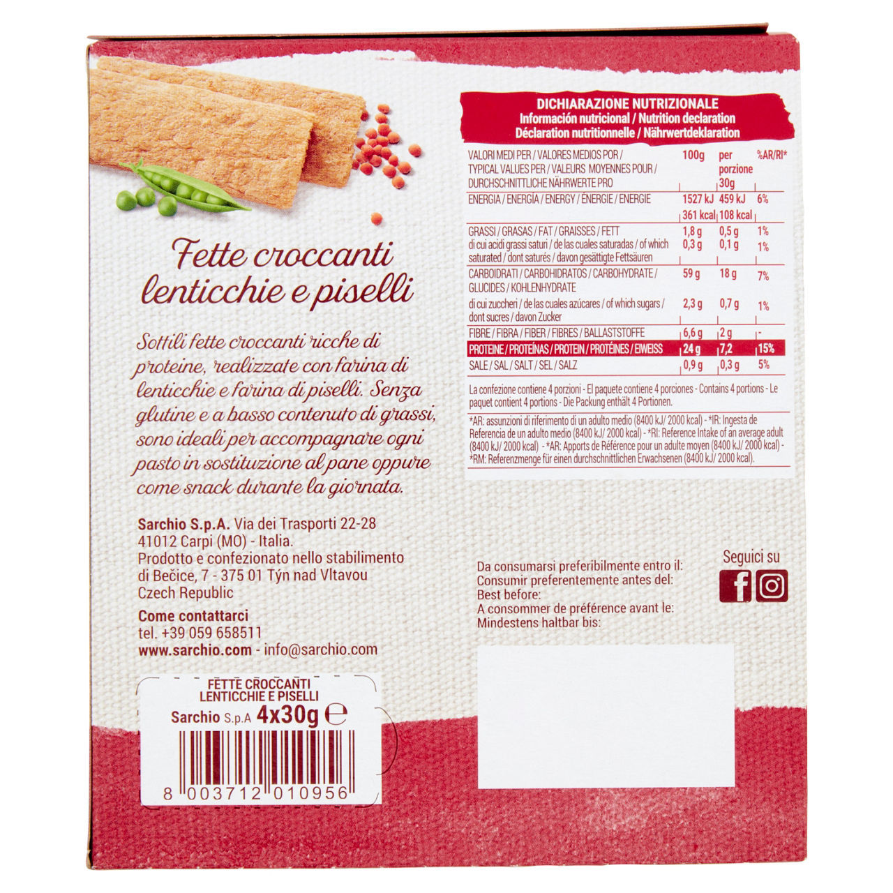 Fette Croccanti Sarchio Lenticchie e piselli 120 g