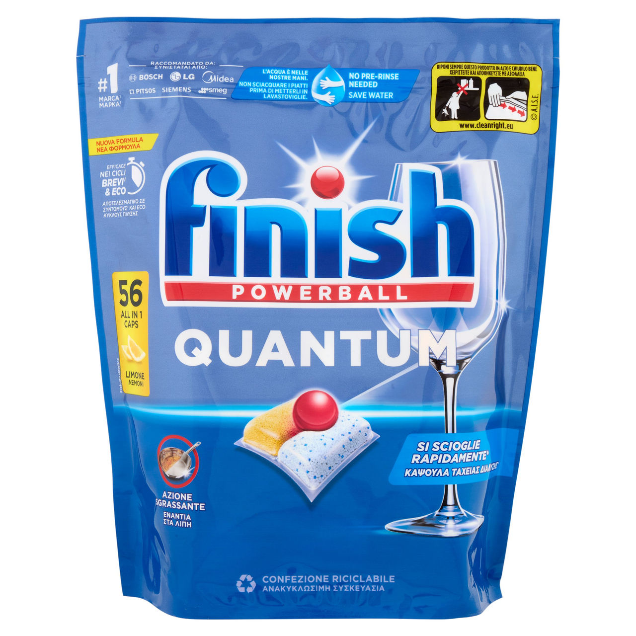Finish Quantum Limone pastiglie lavastoviglie 56 lavaggi 582,4 g