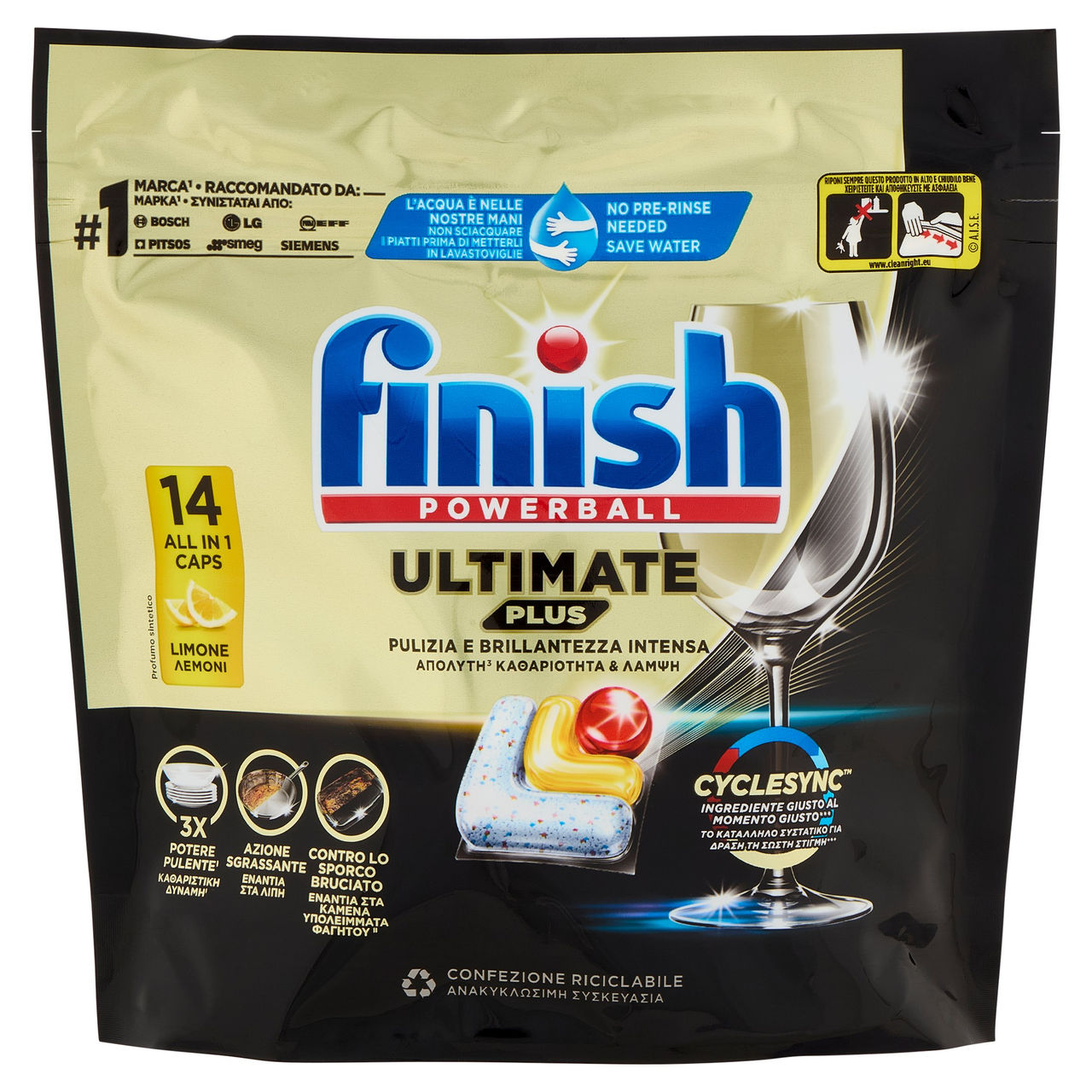 Finish Ultimate Plus Limone pastiglie lavastoviglie 14 lavaggi 170,8 g