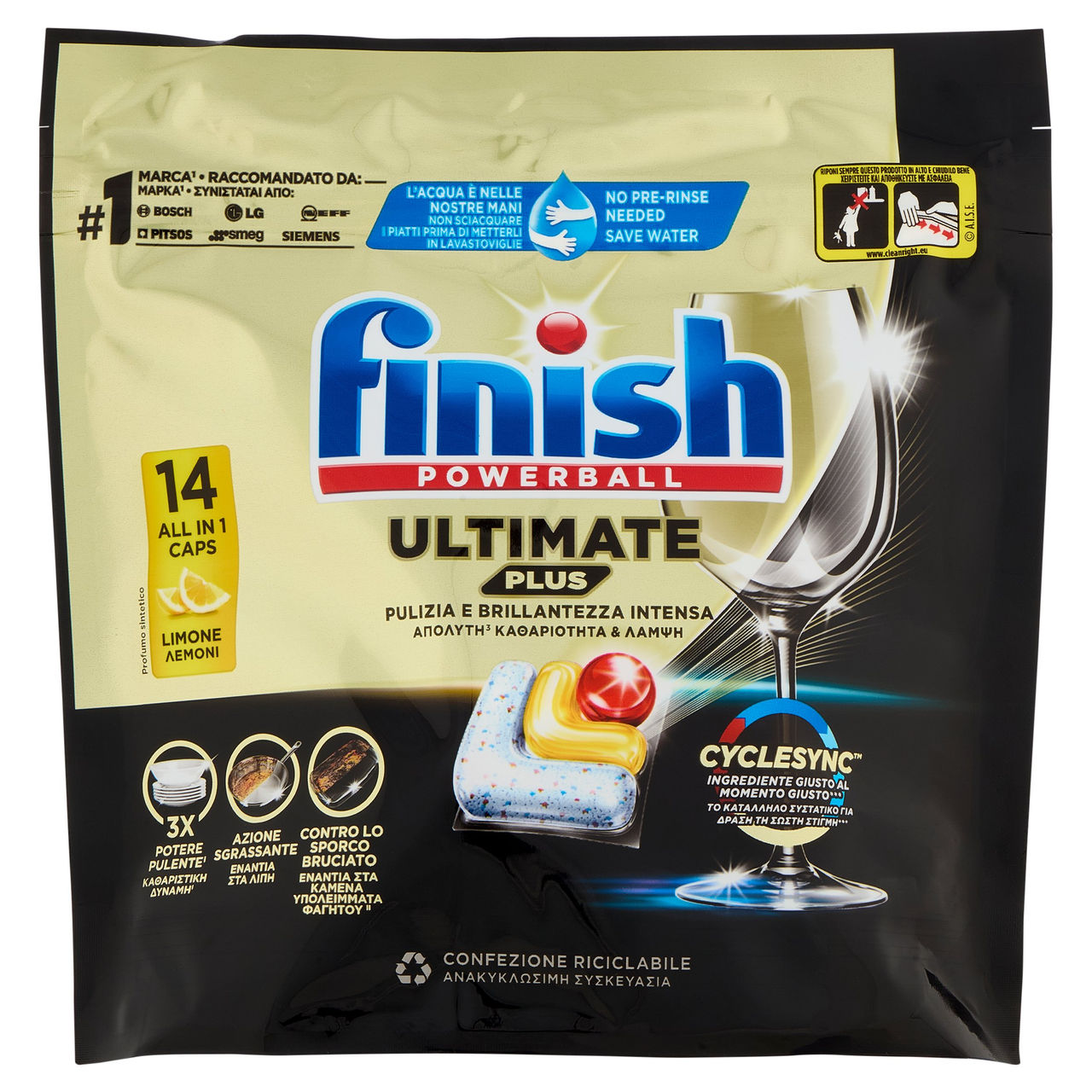 Finish Ultimate Plus Limone pastiglie lavastoviglie 14 lavaggi 170,8 g