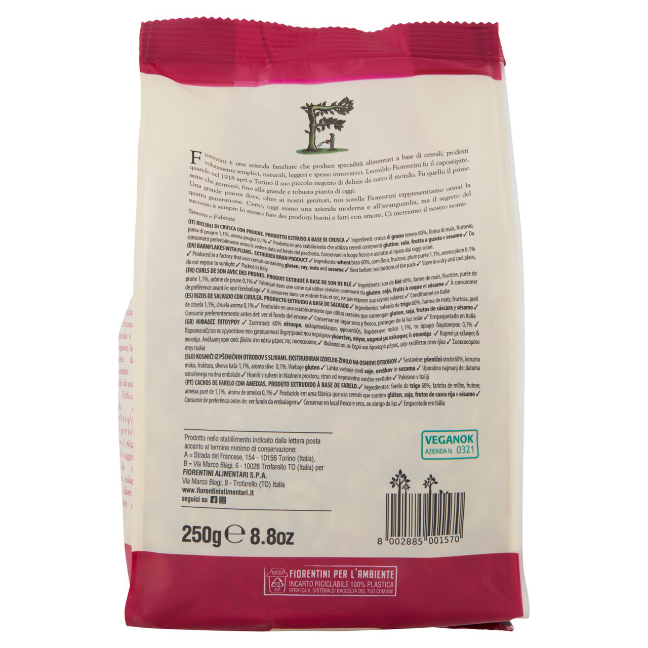 Fiorentini gli Originali Riccioli Crusca e Prugna 250 g