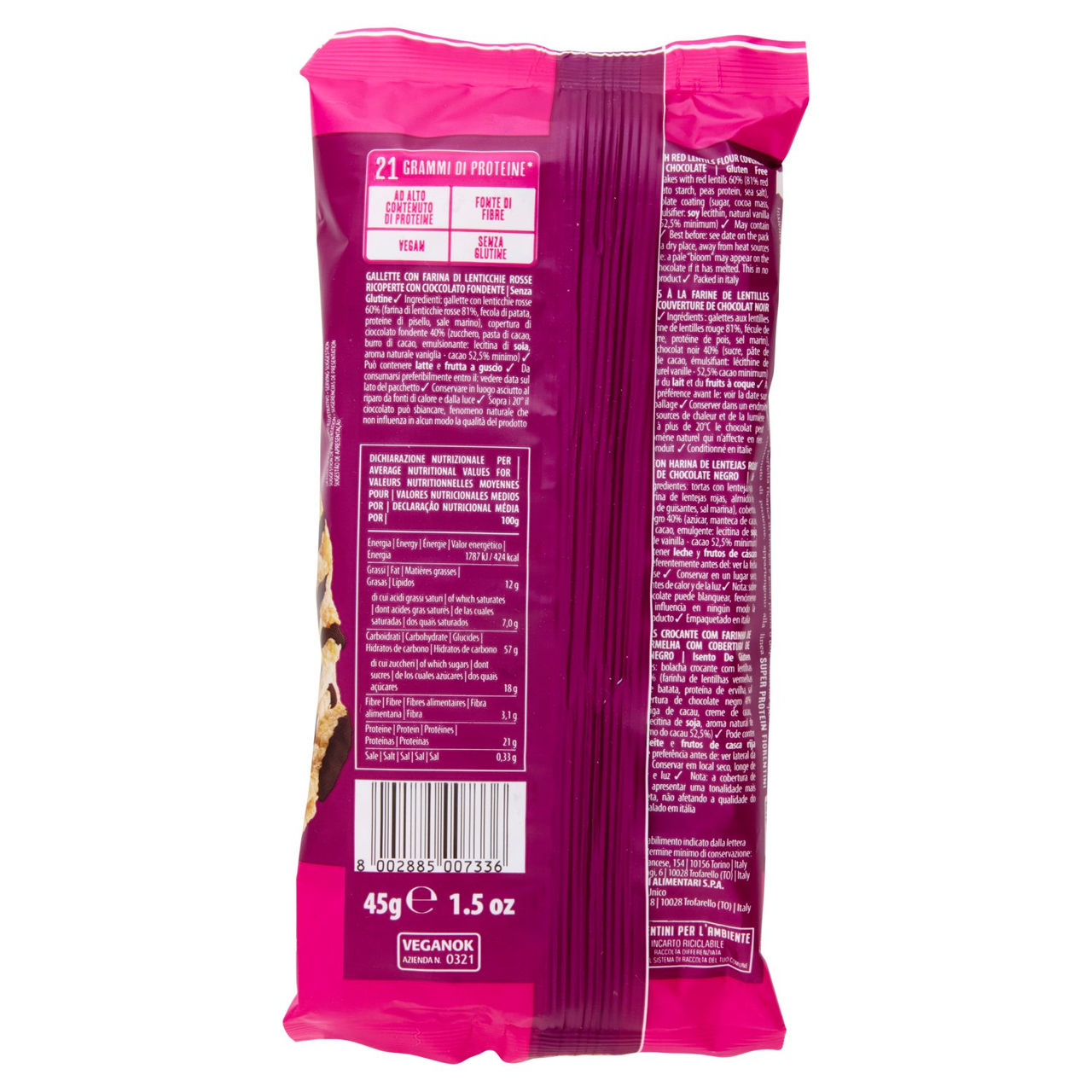 Fiorentini le Gallette Choco Pro Super Protein con Cioccolato Fondente 45 g