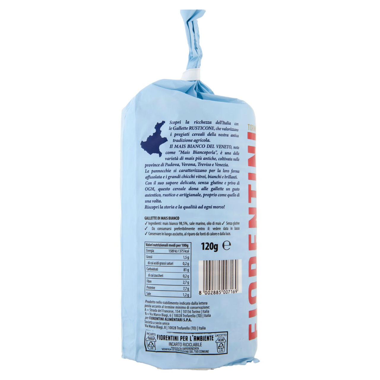Fiorentini le Gallette Rusticone Mais Bianco del Veneto 120 g
