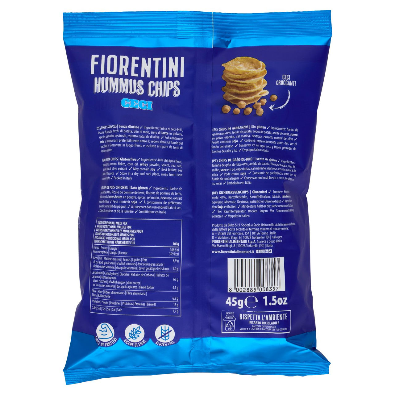 Fiorentini le Originali Hummus Chips Ceci 45 g
