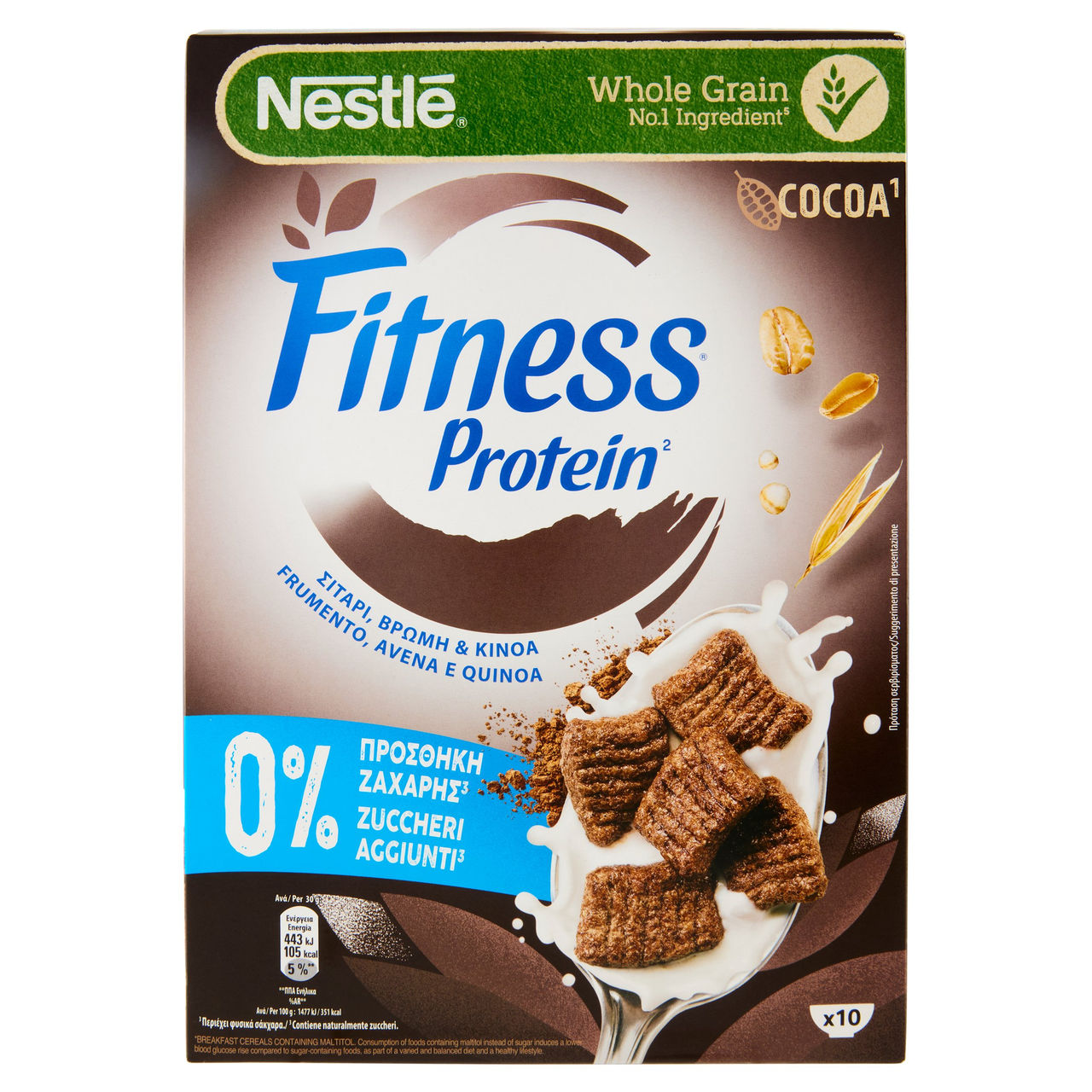 FITNESS Protein Cacao Cereali Integrali con Frumento, Avena e Quinoa 310g