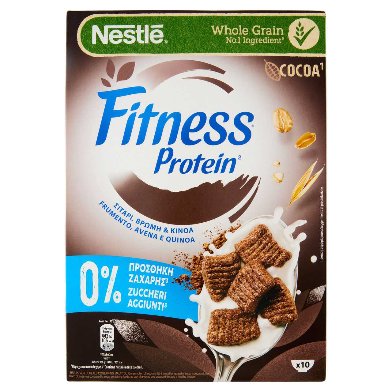 FITNESS Protein Cacao Cereali Integrali con Frumento, Avena e Quinoa 310g