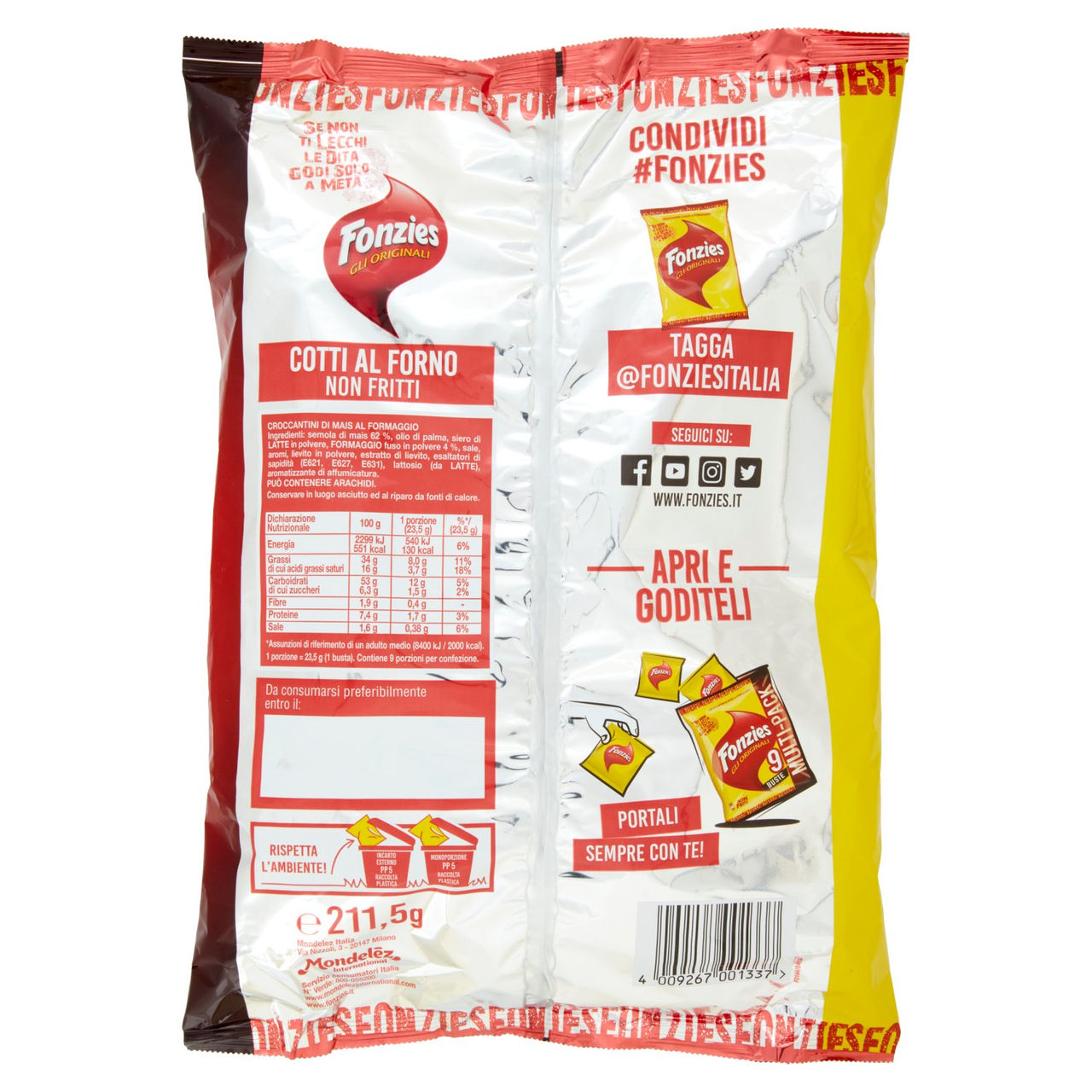 Fonzies Multipack 9 buste 212g in vendita online