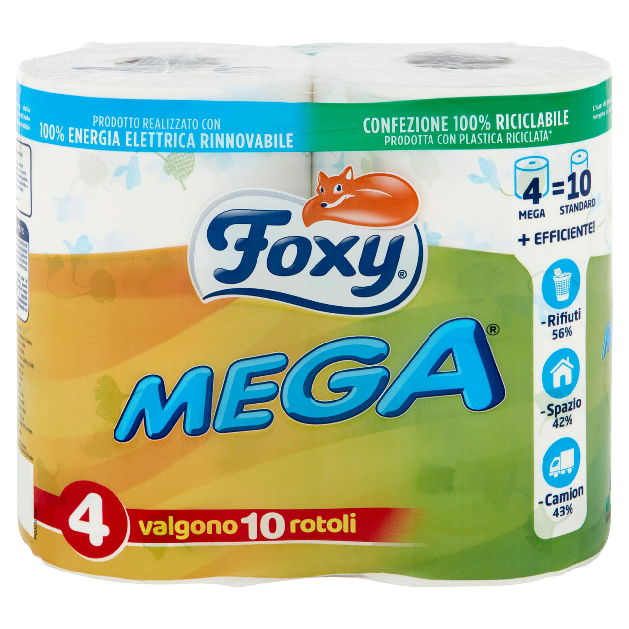 Foxy Mega Carta igienica 2 veli decorata 4 rotoloni