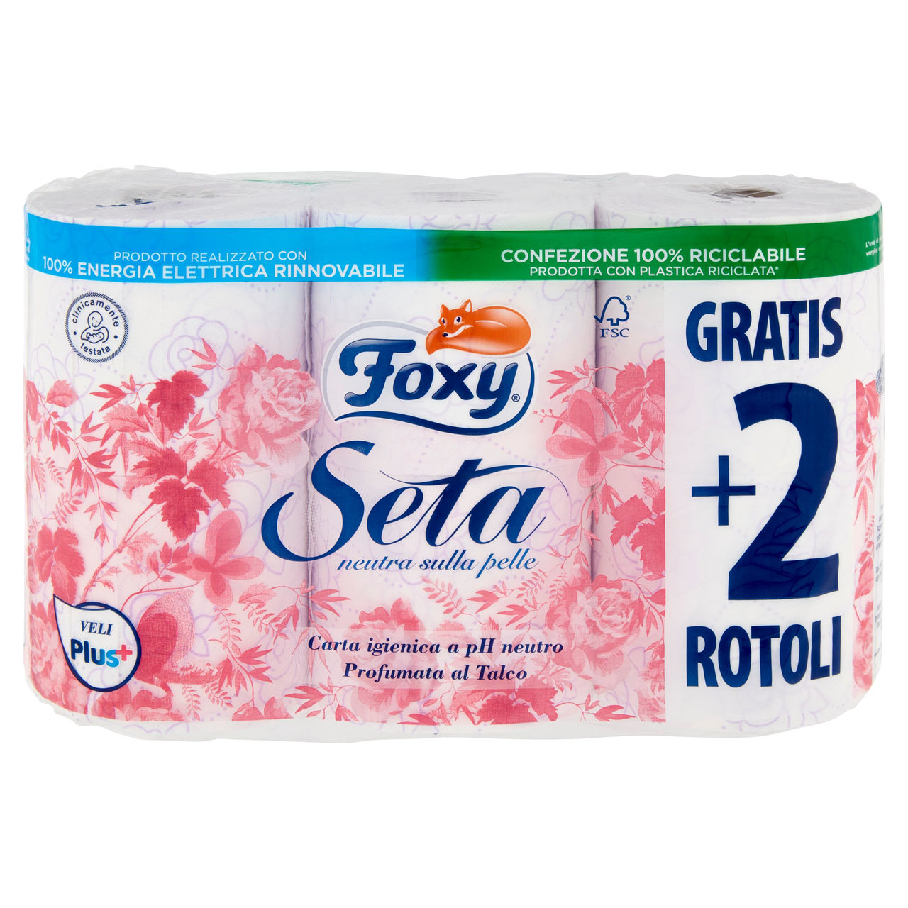 Foxy Seta Carta igienica 2 veli decorata 4 2 maxi rotoli