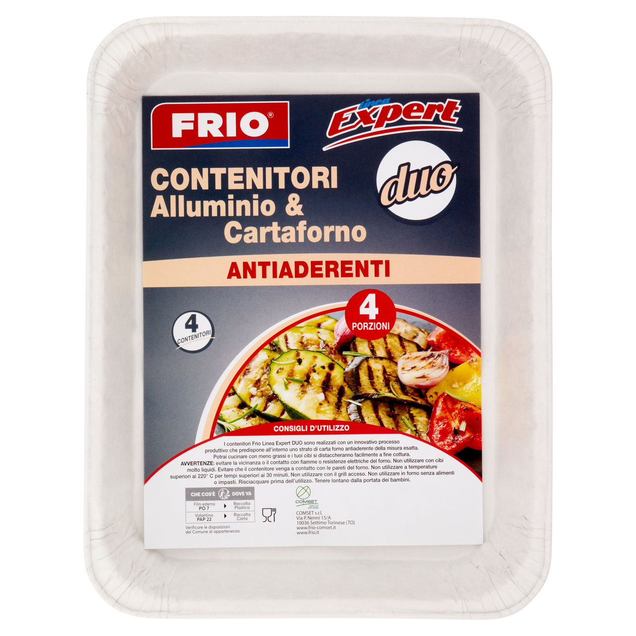 Frio Linea Expert duo Contenitori Alluminio & Cartaforno Antiaderenti 4 Porzioni 4 pz