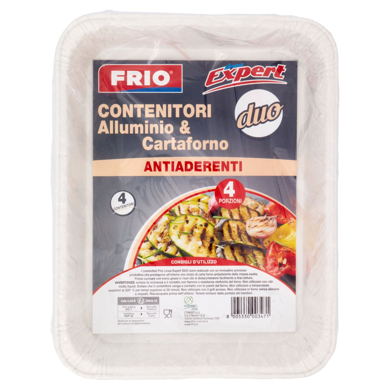 Frio Linea Expert duo Contenitori Alluminio & Cartaforno Antiaderenti 4 Porzioni 4 pz