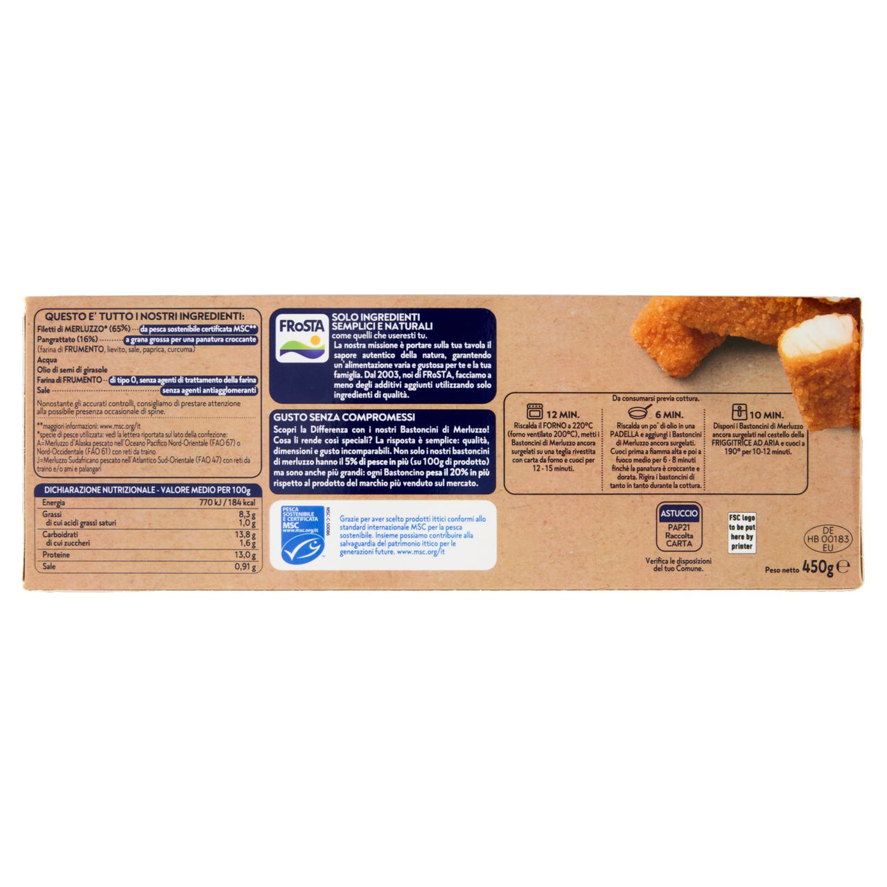 FRoSTA 15 Bastoncini di Filetti di Merluzzo 450 g