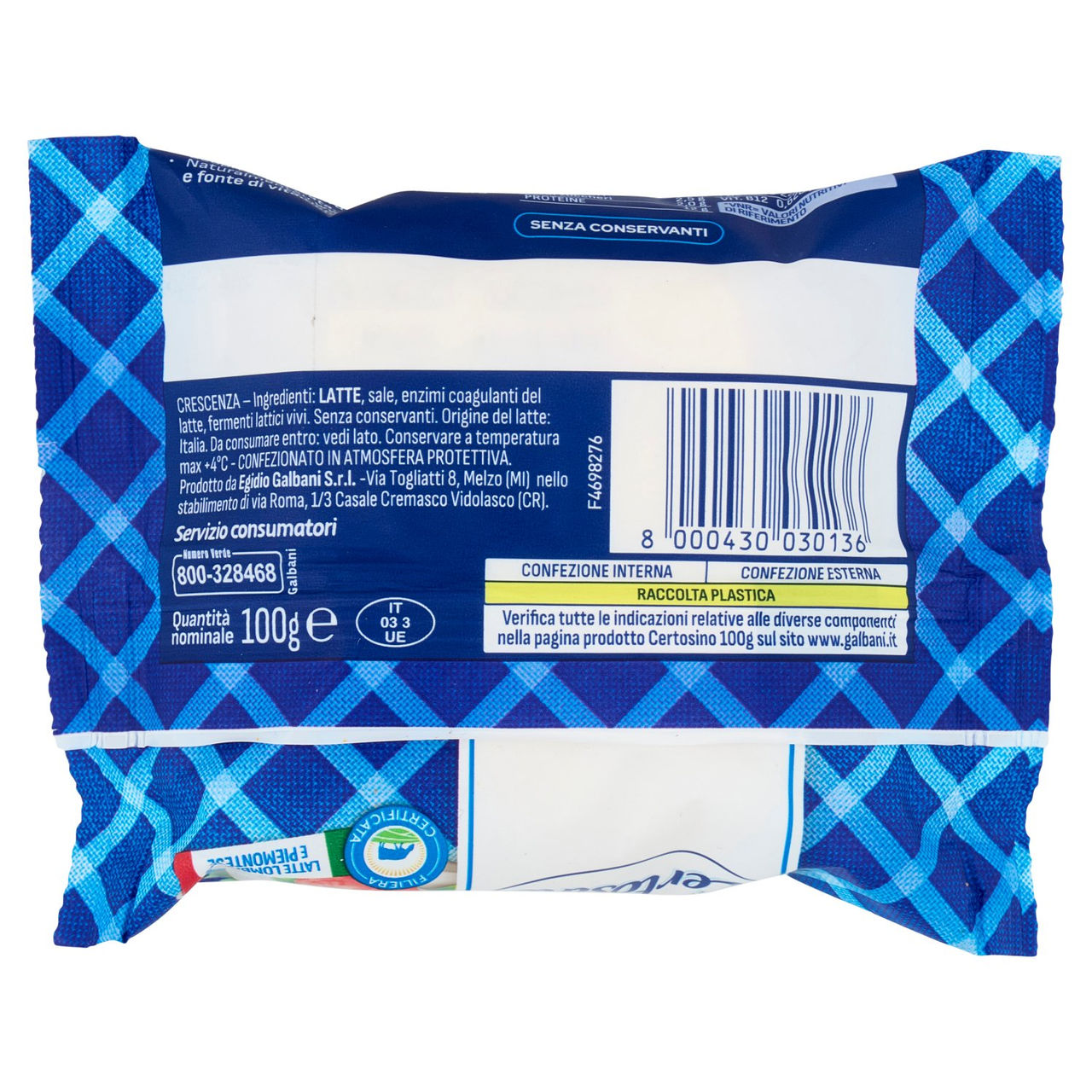 Galbani Certosino Crescenza italiana 100 g