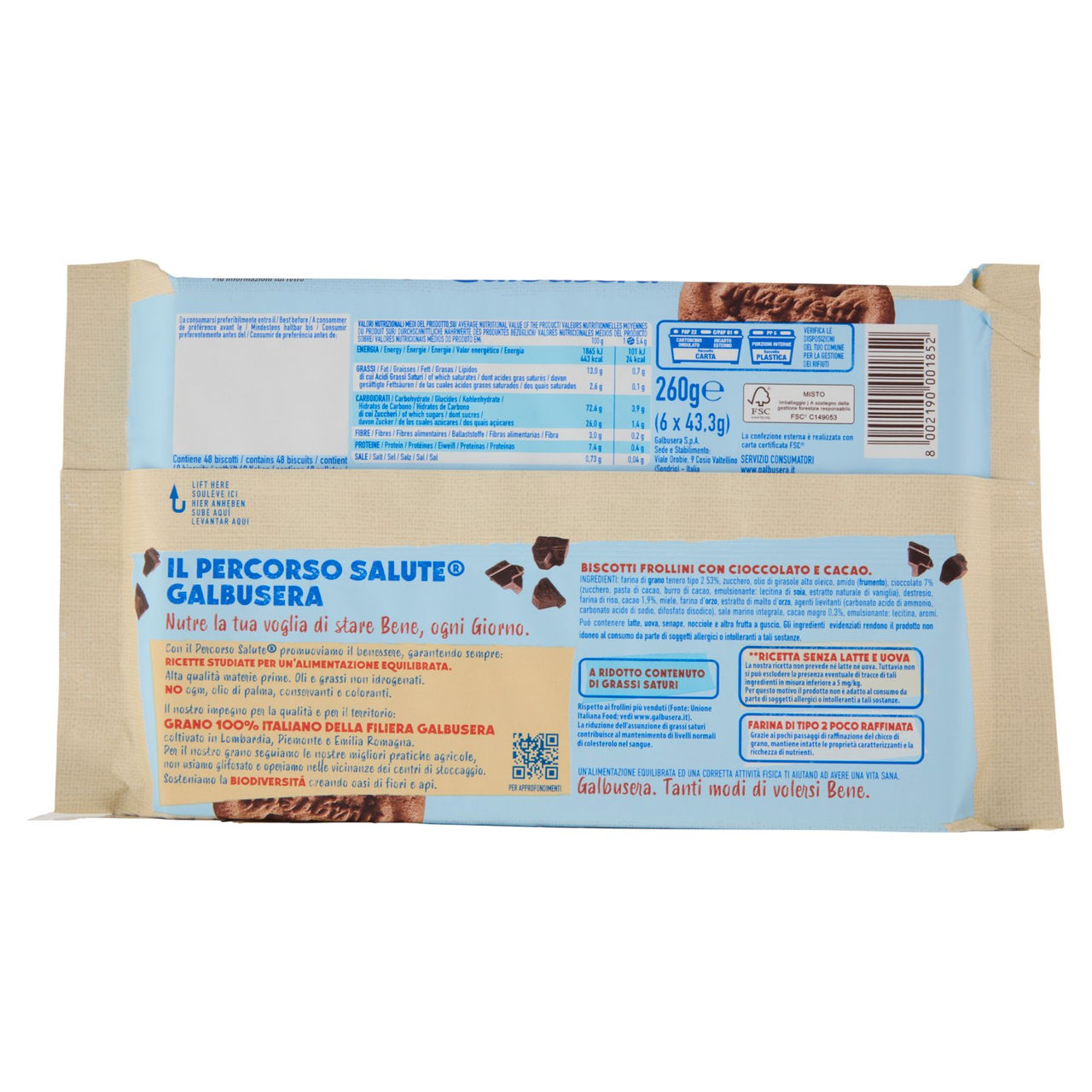 Galbusera Magretti -30% di Grassi* con Gocce di Cioccolato 6 x 43,3 g