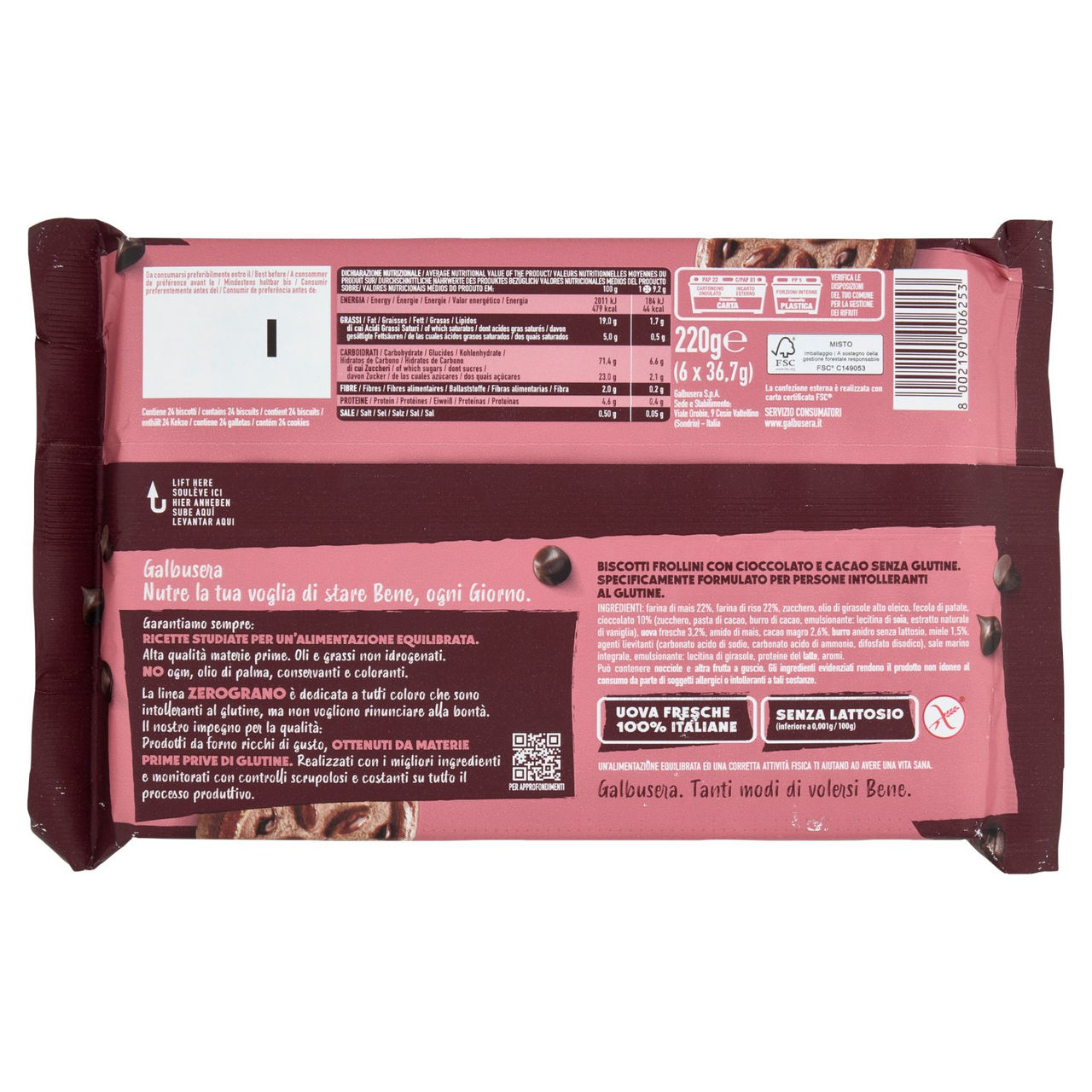 Galbusera ZeroGrano Frollino Cacao Senza Glutine 220 g (6 monoporzioni)