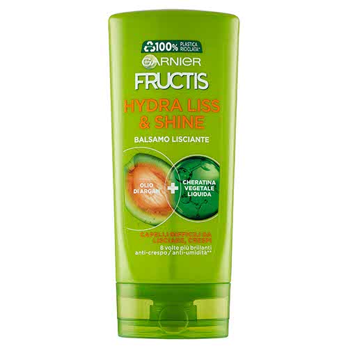 Garnier Balsamo Fructis Hydra Liss & Shine, per Capelli Difficili da Lisciare, Secchi o Crespi